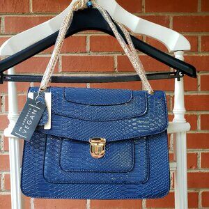 BNWT Mellow World Vegan Angie Royal Blue Snakeski & Patent leather styles (OS)